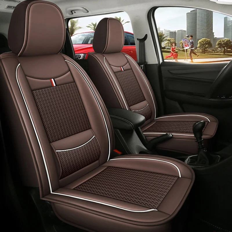 7-Seater Ice Silk & PU Leather Car Seat Cover Set for MPV