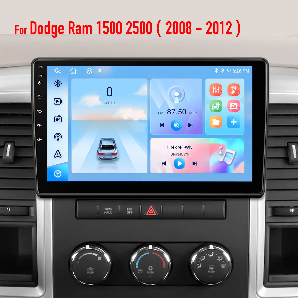 Car Stereo Head Unit for Dodge Ram 1500/2500 2008-2012 - CarPlay & Android Auto