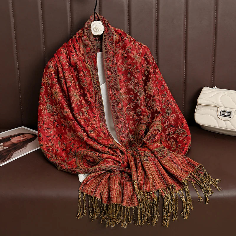 Women's Printed Pashmina Shawl, Soft Winter Scarf