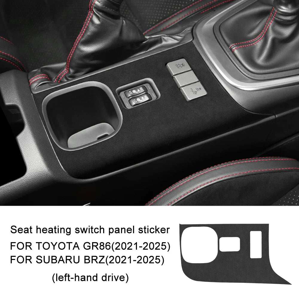 Top Suede Car Seat Heat Button Cover For Subaru BRZ Toyota GR86 2021 2022 2023 2024 2025 Sticker Interior Trim Accessories