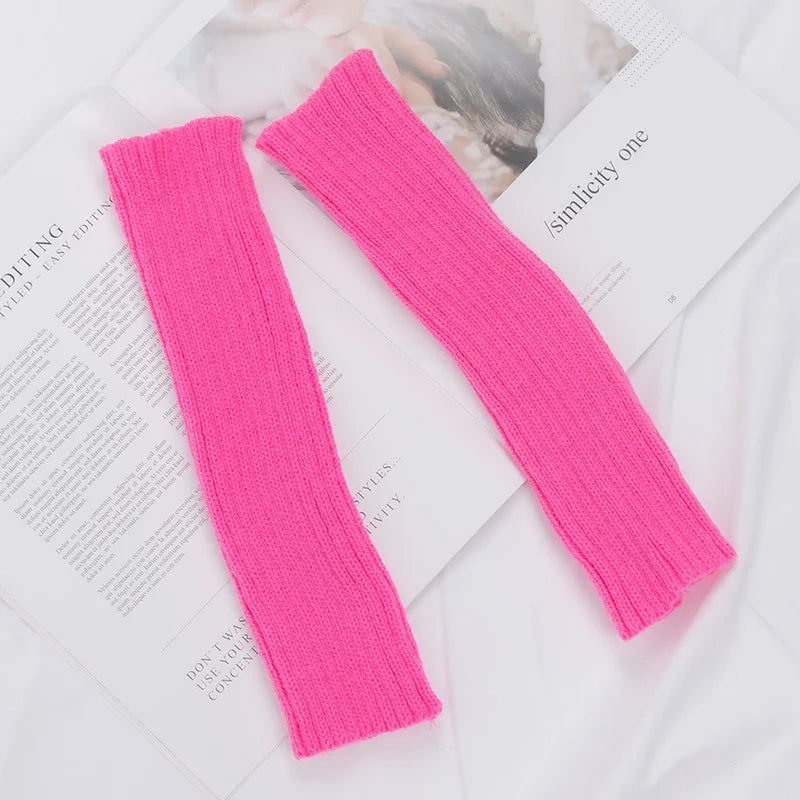 Women's Long Knit Fingerless Gloves, Arm Warmers