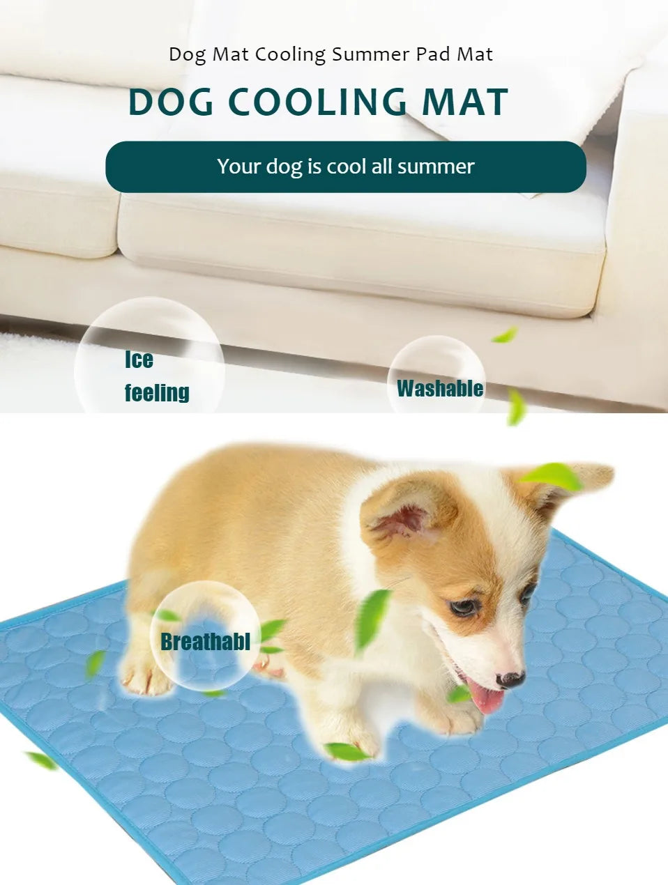 Dog Cooling Mat – Extra Large Summer Pet Cold Bed for Small & Large Dogs & Cats | XS–2XL (6 Colors)