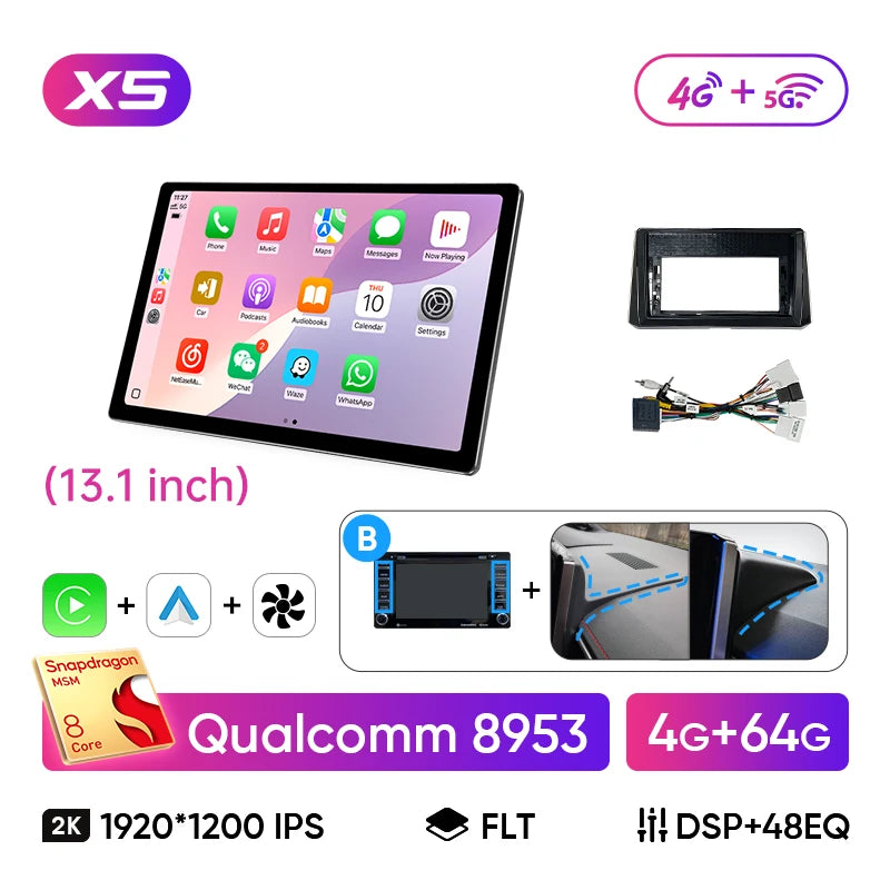 13.1" Car Stereo with Apple CarPlay & Android Auto, Compatible with Toyota Corolla E210 (2019-2025)