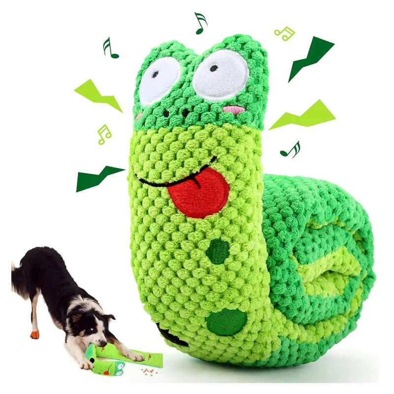 Snail Snuffle Puzzle Toy for Dogs - Plush Squeaky Treat Hider