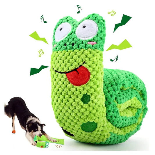 Snail Snuffle Puzzle Toy for Dogs - Plush Squeaky Treat Hider