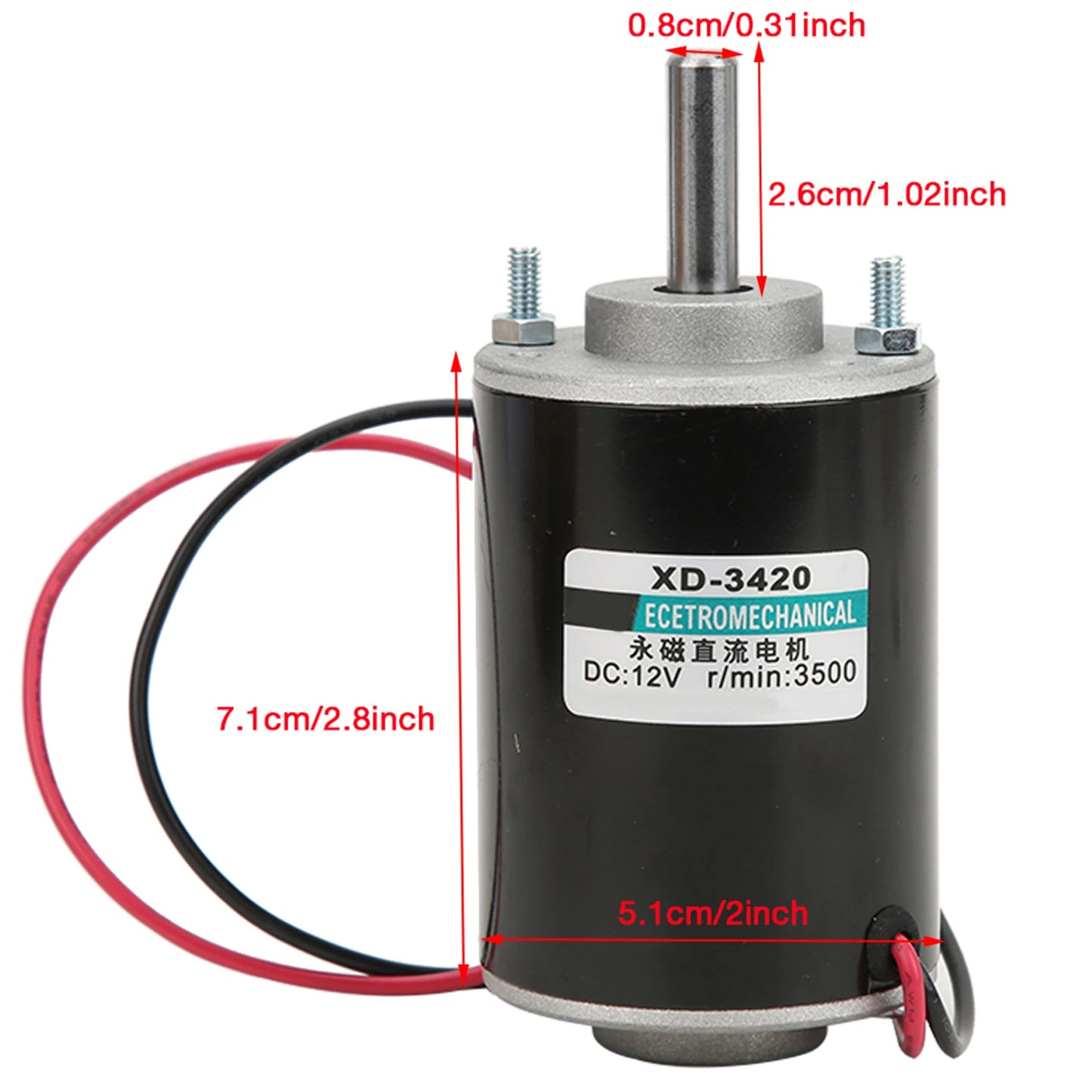XD‑3420 12/24V 30W Permanent Magnet DC Motor High Speed CW/CCW