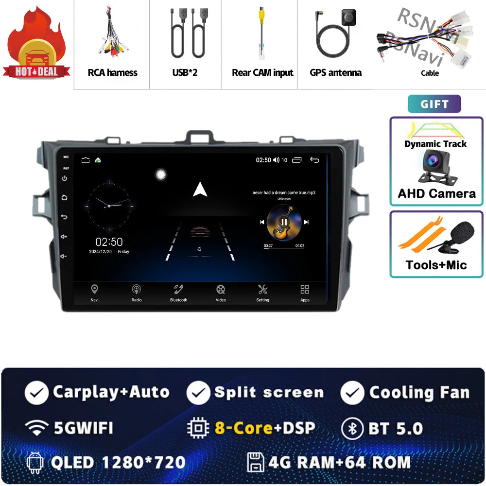 Android 16 Car radio Navigation Multimedia Player For Toyota Corolla 2006 2007 2008 2009 2010 2011 2012 2013 Carplay Auto Stereo