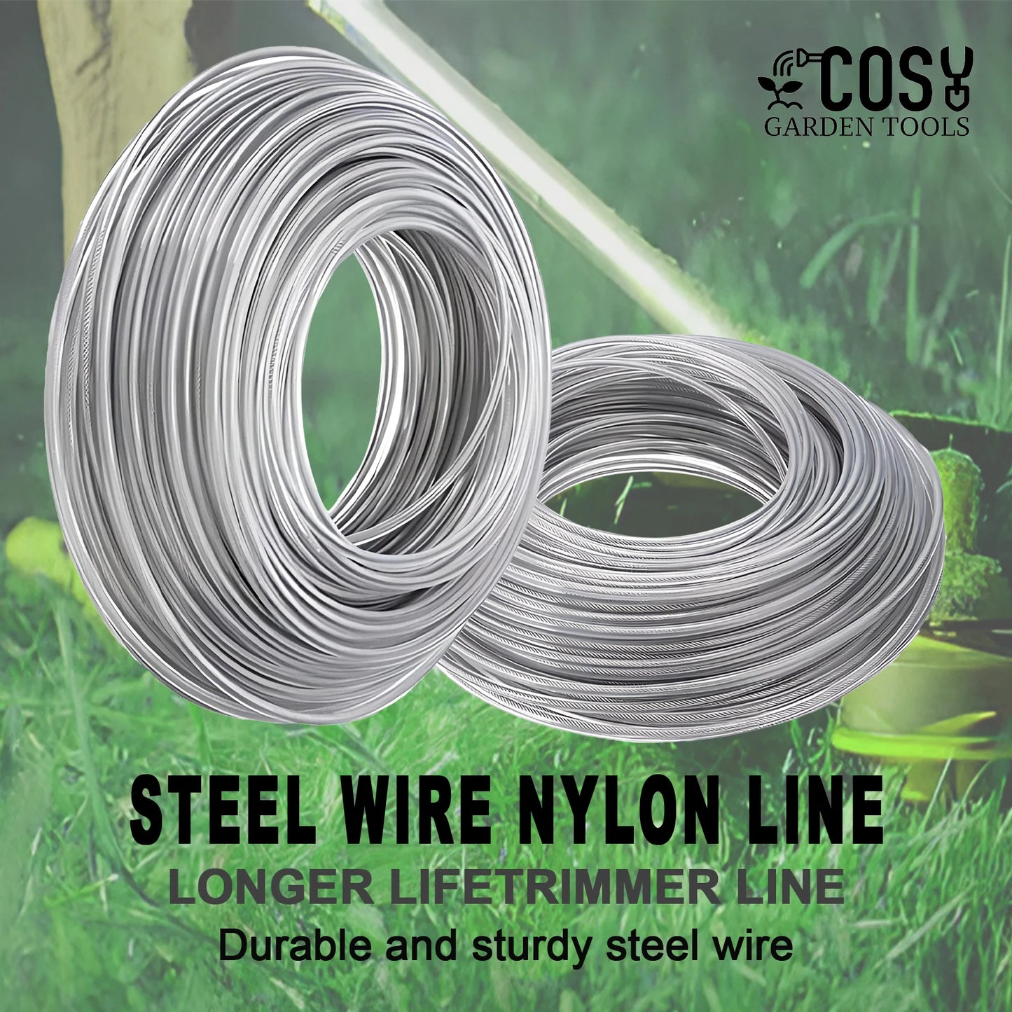 2.0/2.4/2.7/3.0/4.0mm*5/10/15m Grass Trimmer Line Steel Strimmer Line Spiral Brush Cutter Rope Mower Accessories Garden Tool
