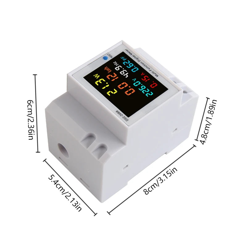 6IN1 Din Rail AC Monitor 110V 220V 380V 100A Voltage Current Power Factor Active KWH Electric Energy Frequency Meter
