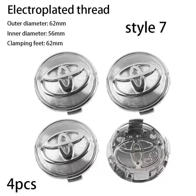 4pcs/Lot 57mm 62mm Refitting Car Wheel Center Caps Hub Center Covers For Toyota YARiS RAIZE Corolla Camry RAV4 Car Accessories