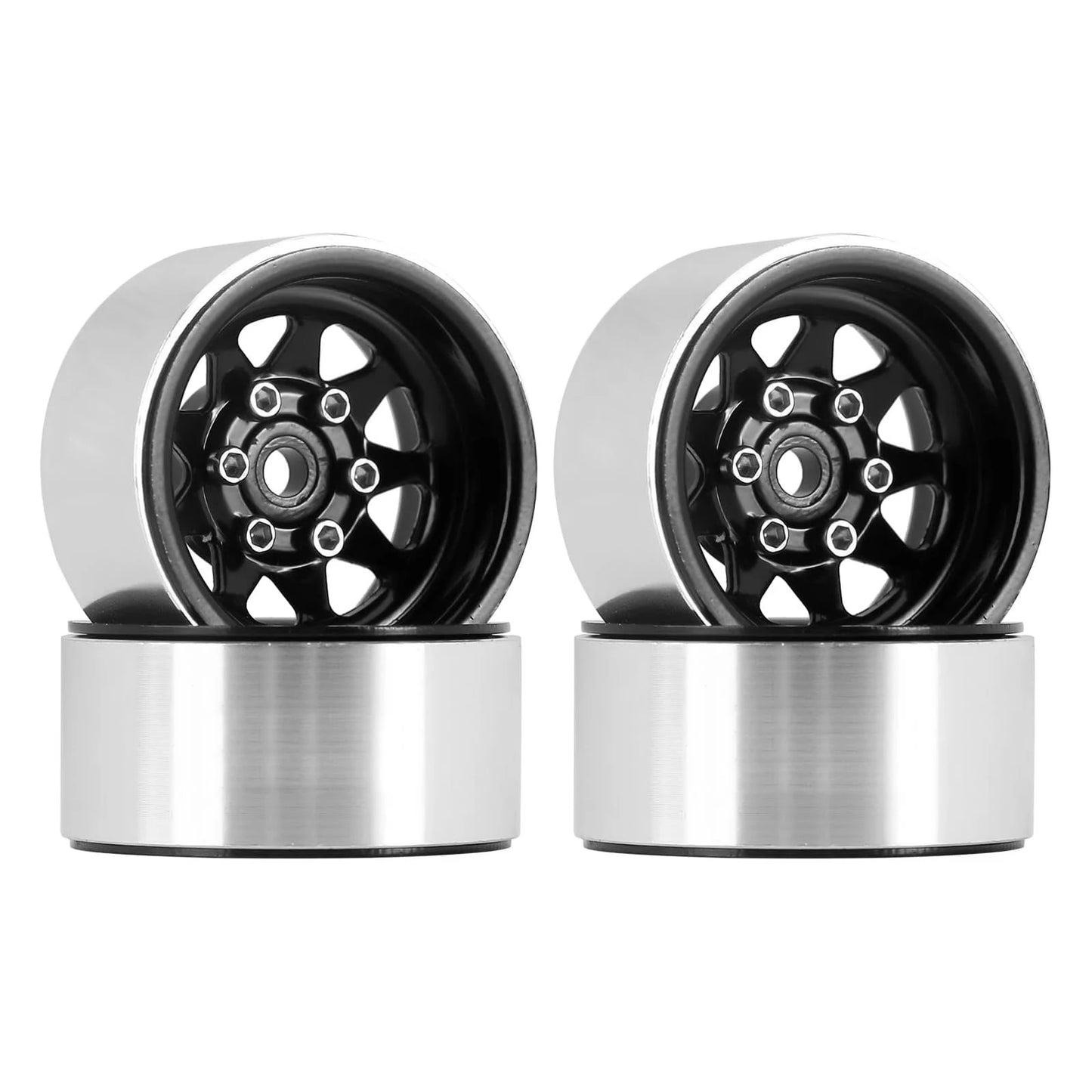 RCXAZ 1.0" Beadlock Wheel Rims 52*19mm Tires Set for 1/18 1/24 RC Crawler Car Axial SCX24 FMS FCX24 TRX4M (W1004-T1014)