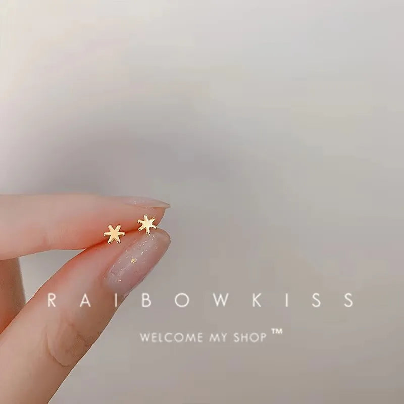 Korean Minimalism Gold Color Small Leaf Butterfly Stud Earrings for Women Hypoallergenic Daily Wear Ear Girls Pierc Gifts