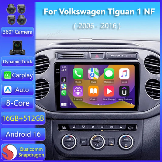 Car Stereo with Apple CarPlay & Android Auto, Compatible with VW Tiguan 1 NF (2006-2016)