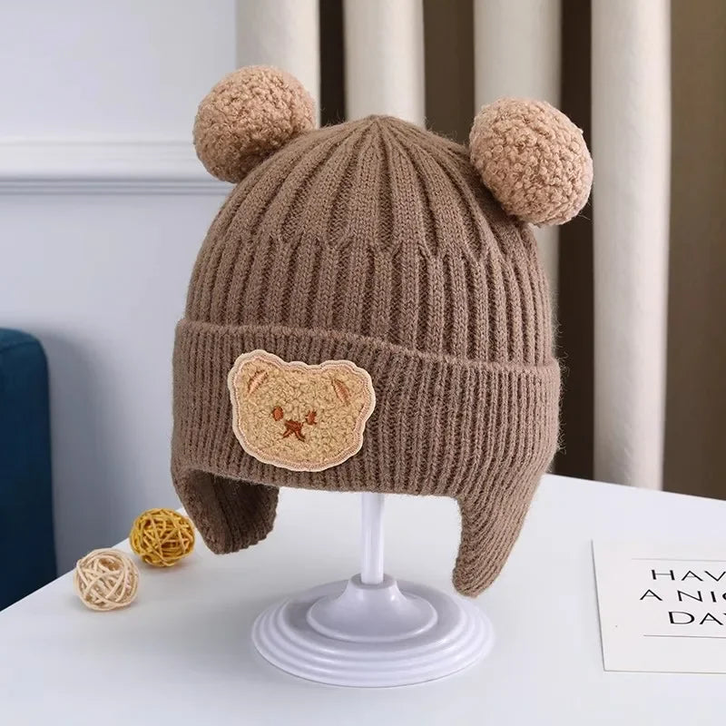 Toddler Bear Ear Knit Hat - Thick Warm Winter Ear Flap Cap - photo 11