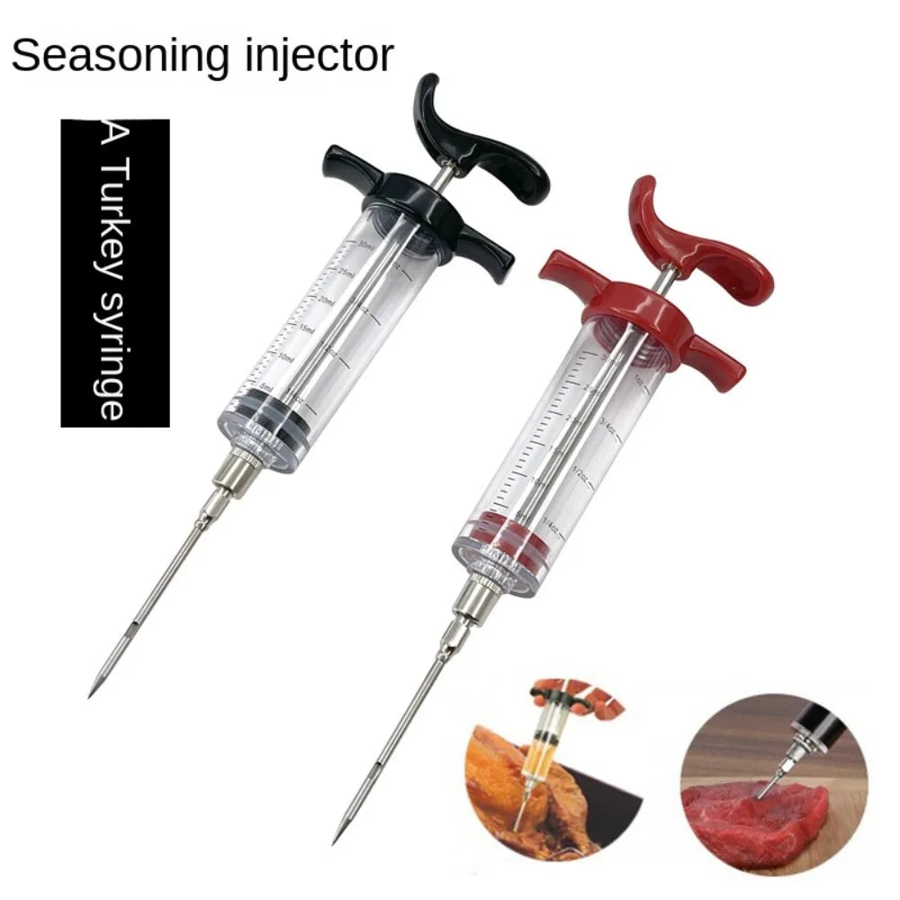 Food Grade PP BBQ Meat Syringe Kitchen Tools BBQ Meat Flavor Injector with 3 Stainless Steel Needles Kitchen for Home Outdoor