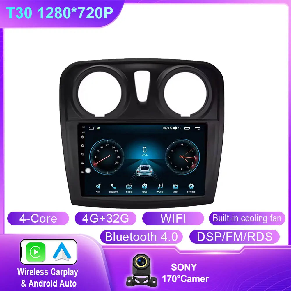 Android 16 Carplay Auto For Renault Logan 2 Sandero 2 2012 - 2016 2017 2018 2019 Car Radio Multimedia Player Stereo GPS WIFI DPS