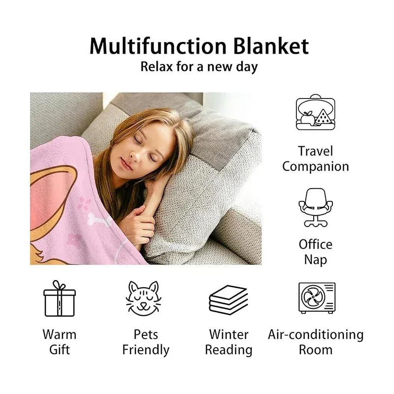 Cartoon Bear Print Fluffy Blanket, Soft Plush Throw