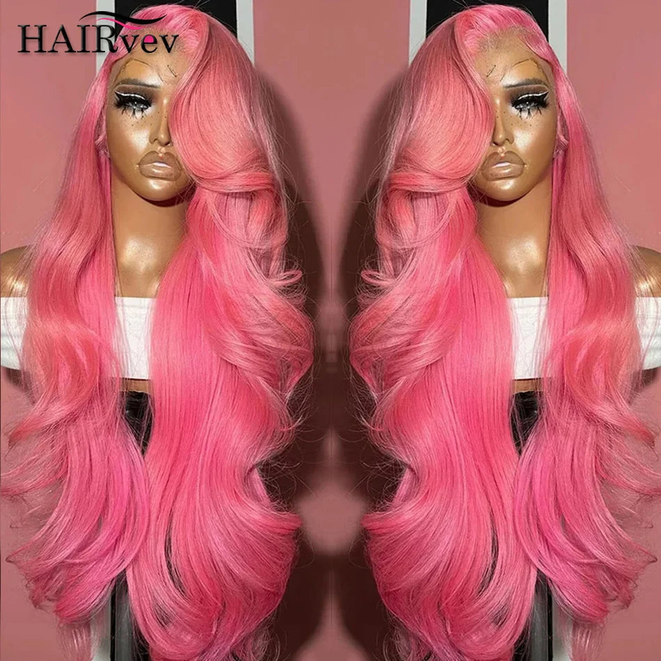 Light Pink Body Wave 13x6 HD Lace Front Human Hair Wig — Pre-Plucked