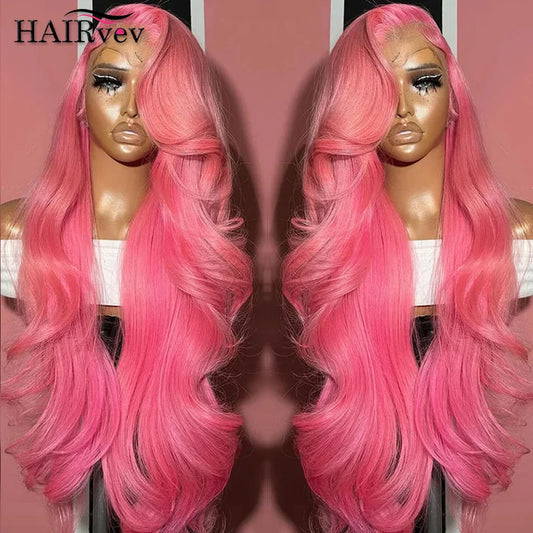 Light Pink Body Wave 13x6 HD Lace Front Human Hair Wig — Pre-Plucked