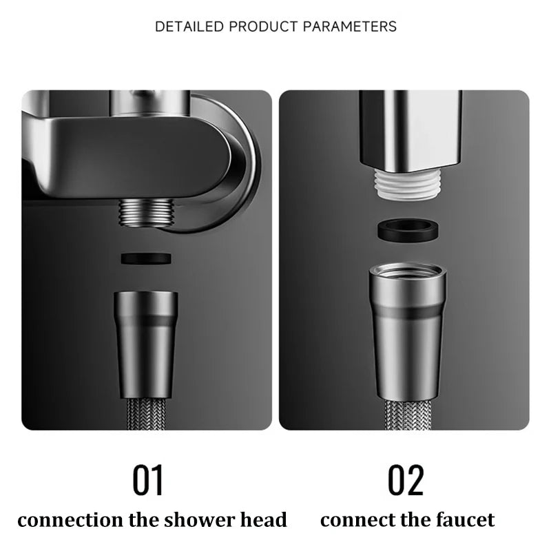 Explosion-proof Connecting Pipe Nylon Rope Braided Shower Pipe 4 Points Universal Water Pipe Hot And Cold Shower Head
