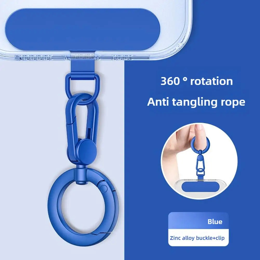 Metal Phone Lanyard Gasket Patch Rotatable Metal Buckle Hanging   Steel Clip Card Cord Tab Mobile Phone Accessories