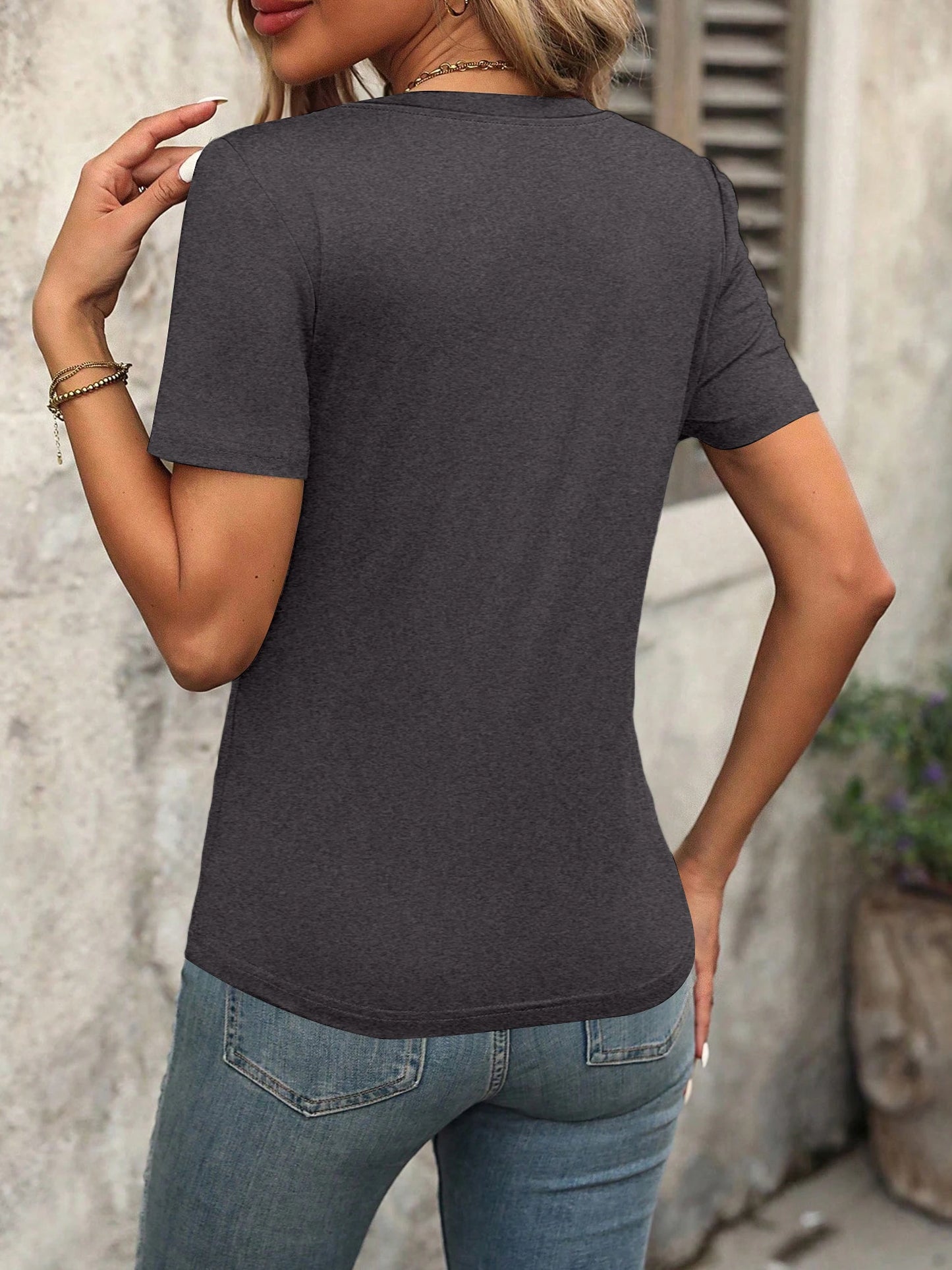 Versatile Women's V-Neck T-Shirt - Short-Sleeve Loose-Fit, Soft Fabric for Yoga, Casual Walks & Daily Wear