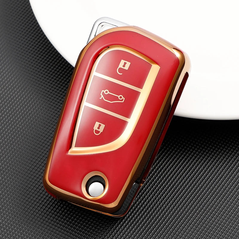 2/3 Button Soft TPU Car Key Cover Case Auto Shell Holder Protector Fob for Toyota Aygo Yaris Highlander Camry RAV4 Keychain