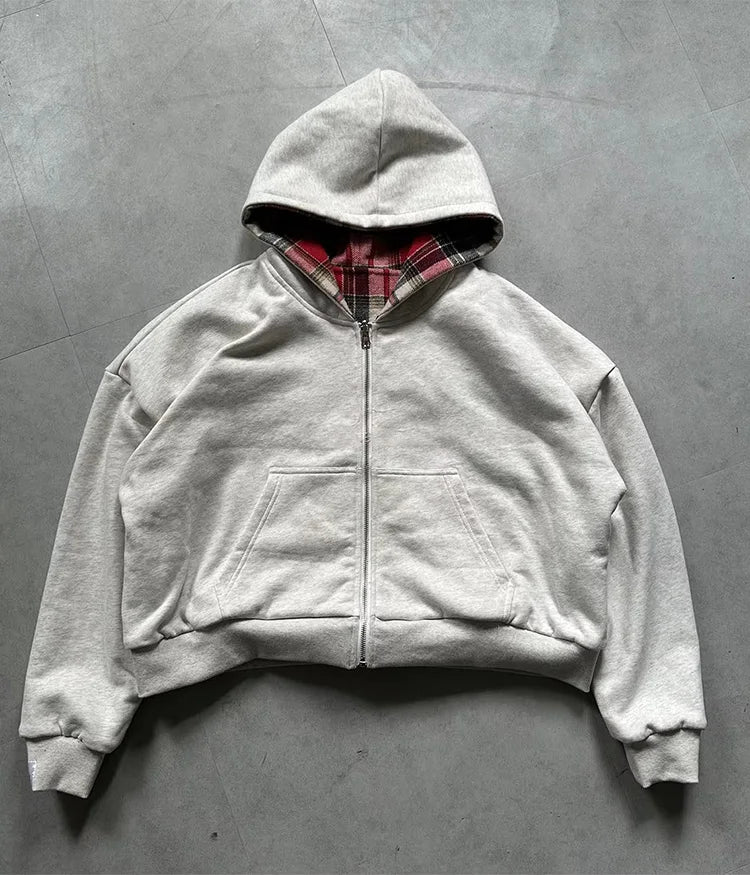 Women's Reversible Plaid Zip-Up Hoodie