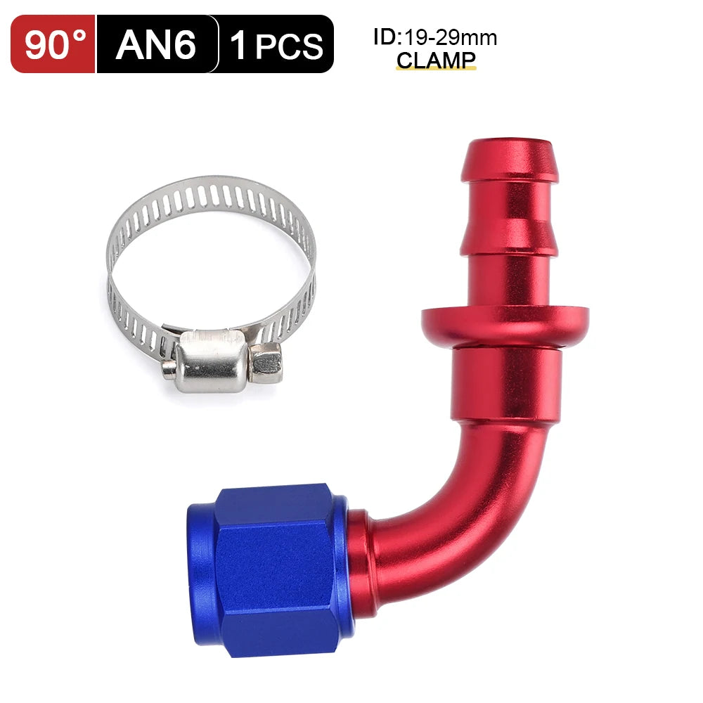 Universal AN6 AN8 AN10 Push-on Hose End Fittings Fuel Oil Cooler Hose Fitting 0 45 90 180 Degree Reusable Connection Adapter