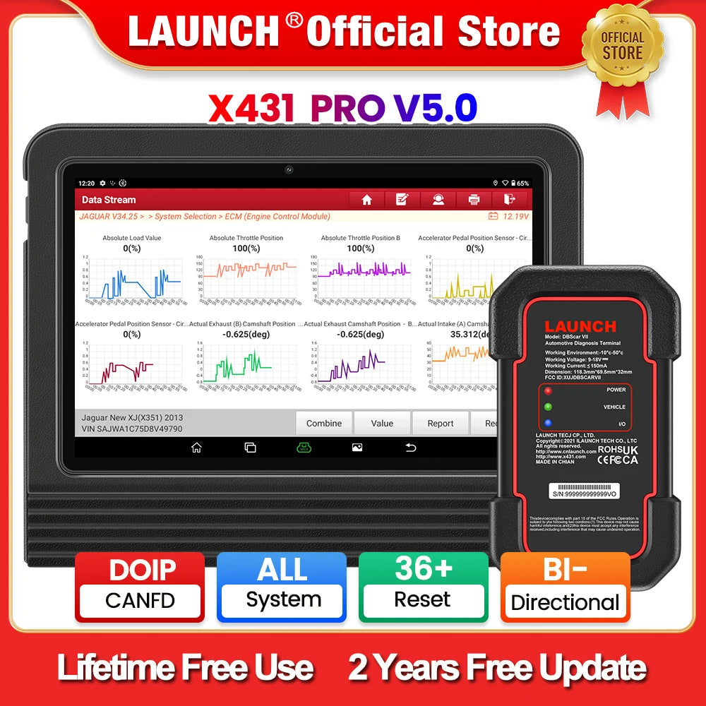 LAUNCH X431 PRO V5.0 Bi-Directional OBD2 Diagnostic Scanner — All-System, 37 Resets, ECU Coding