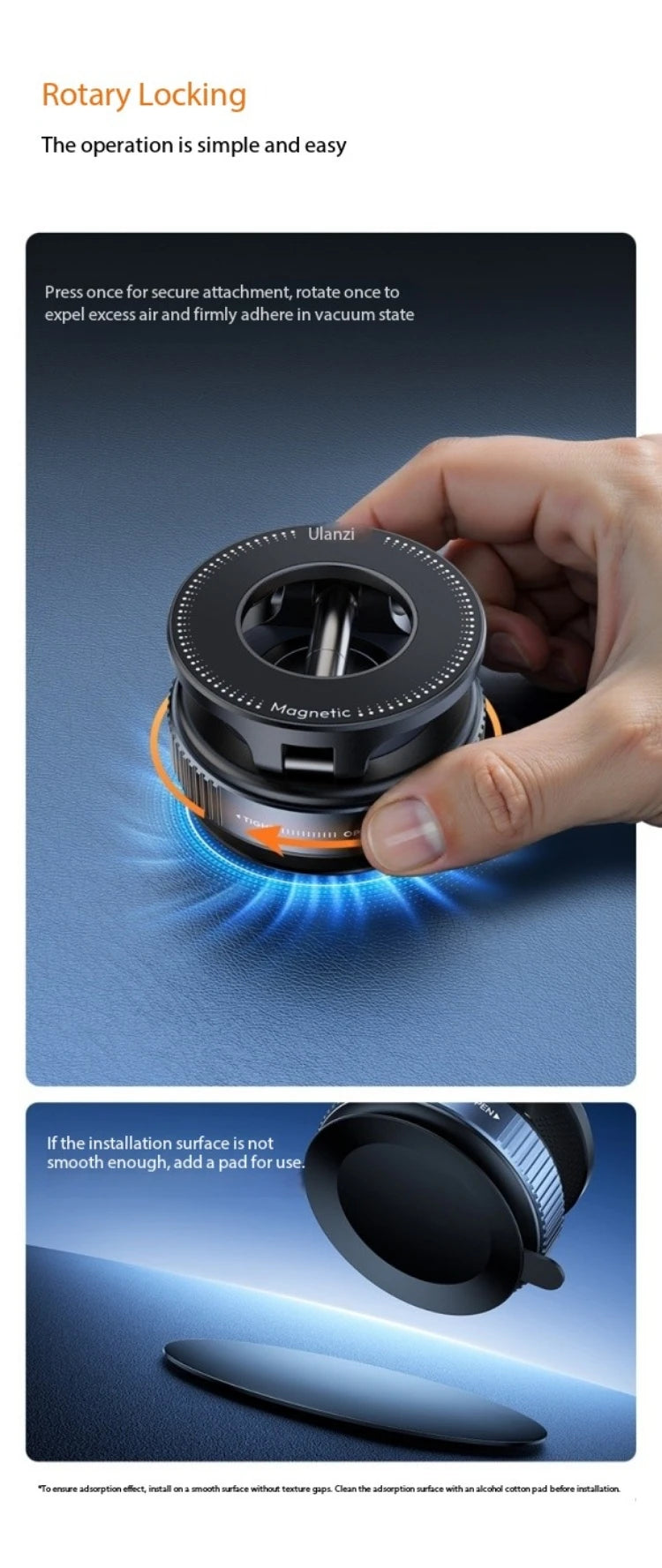 Original Ulanzi SK-25 Phone Holder Vacuum Suction Cup MagSafe Magnetic Attraction Vehicle Mounted Phone Stand Magnetic Ring