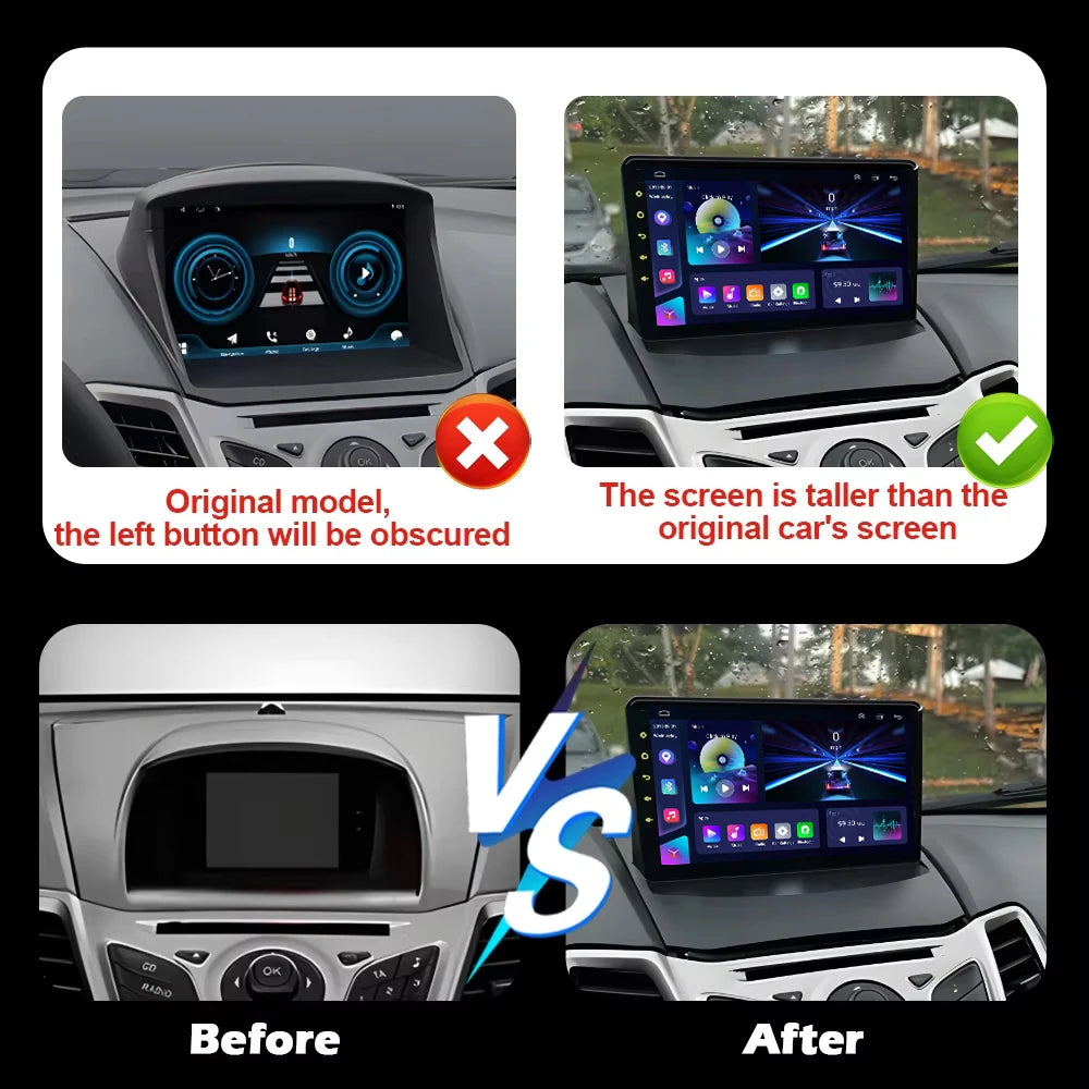 Android Car Stereo for Ford Fiesta MK6/MK7 (2009–2017) — Wireless CarPlay, Android Auto, GPS, 5G WiFi