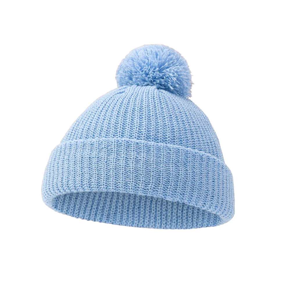 Infant Pom Pom Knit Beanie - Folded Cuff Baby Hat 0-12 Months - photo 7