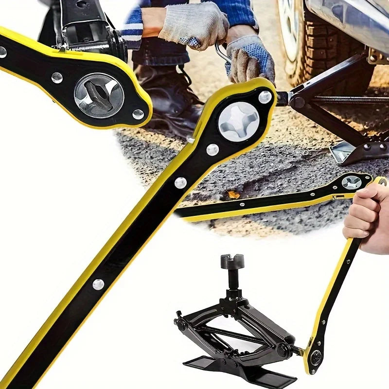 Auto Labor-Saving Jack Ratchet Wrench With Long Handle Jack Ratchet For Scissor Jack Lug Wrench For Tire Jack