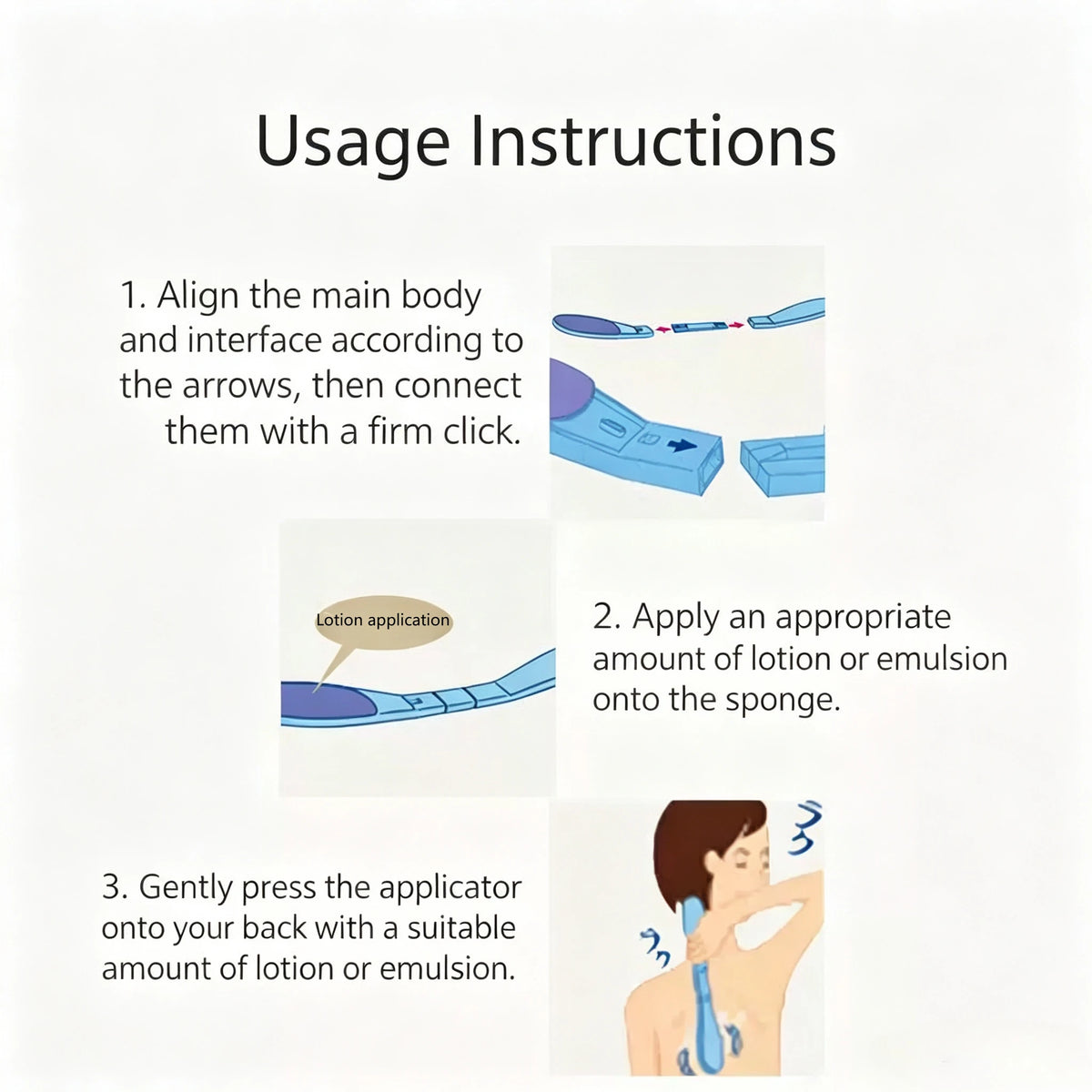 2/1 piece set of long-handled back body lotion applicator brush with detachable storage design, convenient for independently applying body lotion, tanning oil, and external ointments, a practical skincare tool suitable