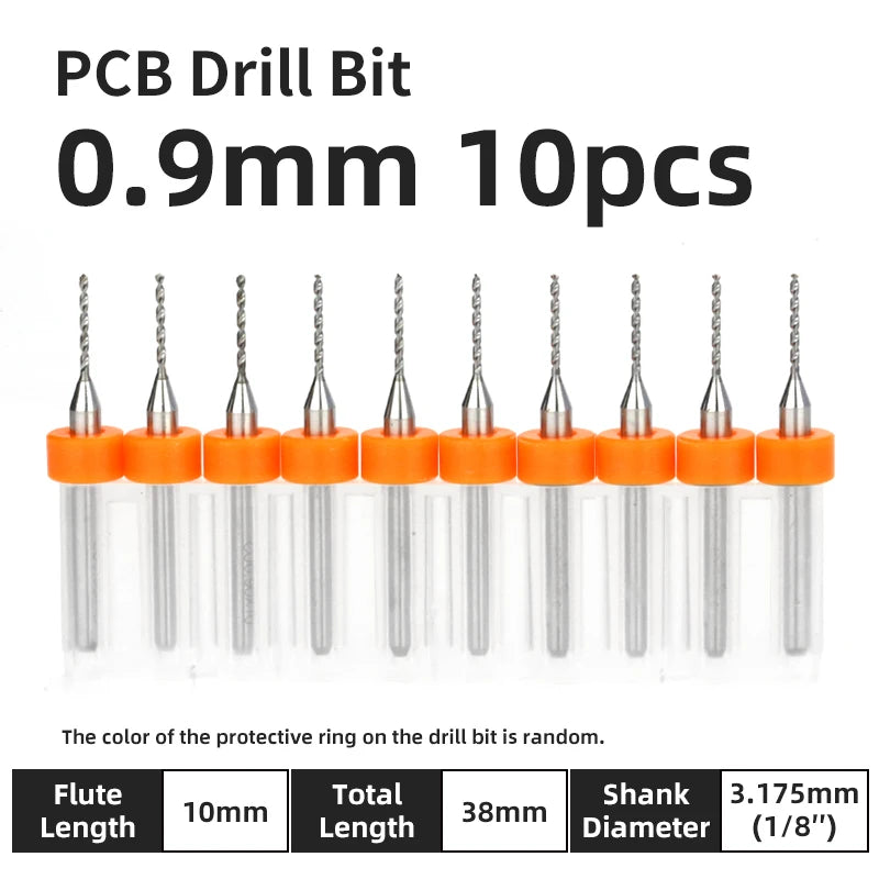 TOOLEYE 10pcs PCB Drill Bit Set Micro Drills Printed Circuit Board 1/8" Shank Mini CNC Drill Bits 0.1-3.175mm Drilling Tools