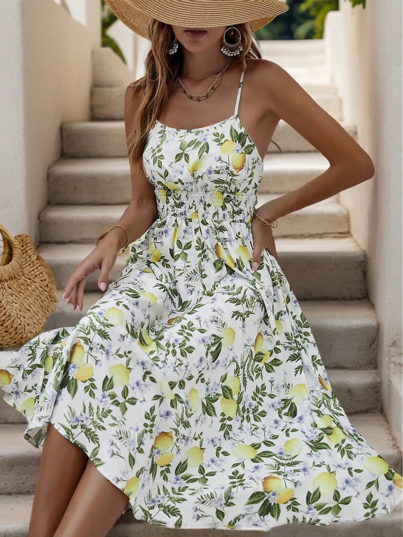 Elegant women's dress, beach, casual, vacation style