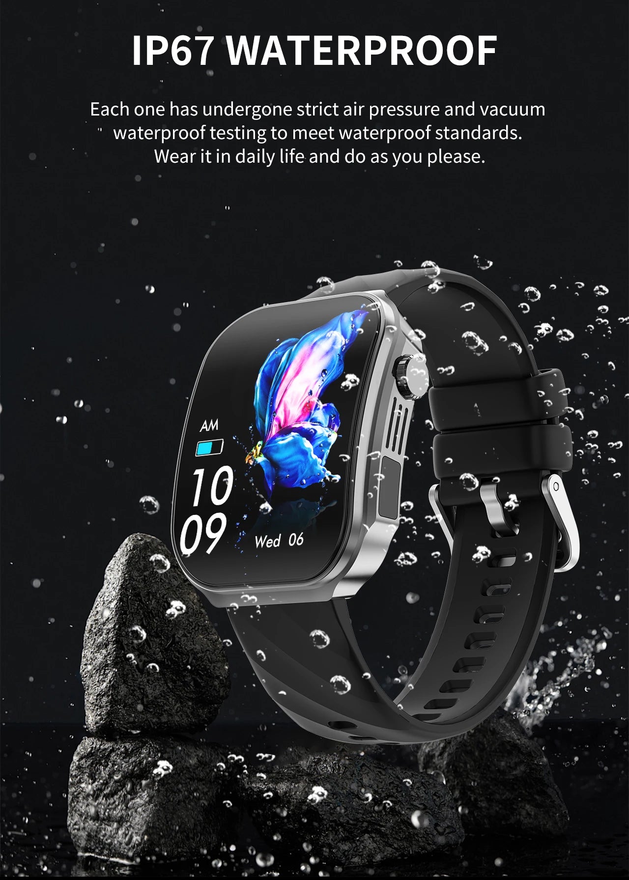 LIGE BWU15 Smart Watch – 2.2" 3D Curved Screen, BT Calling, Heart Rate, Blood Oxygen & 100+ Sports Modes | IP67