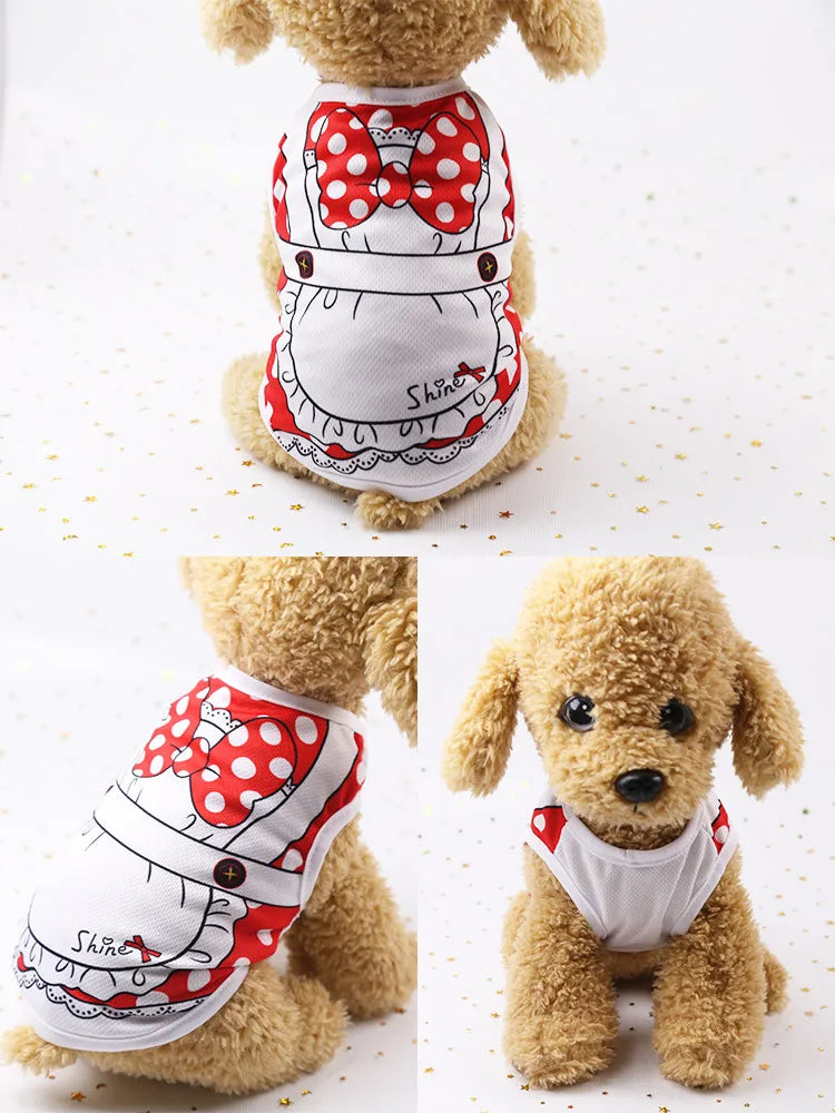 Dog & Cat Cotton Clothes — Cartoon Print Vest for Puppies & Kittens