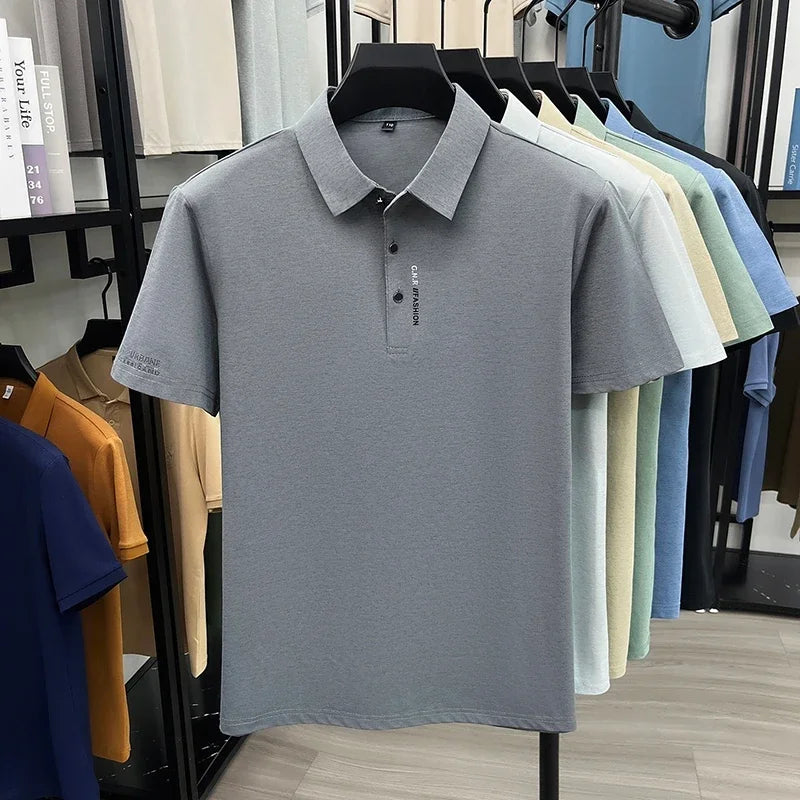 Men's Slim-Fit Polo - Subtle Cuff Print, Breathable Three-Button