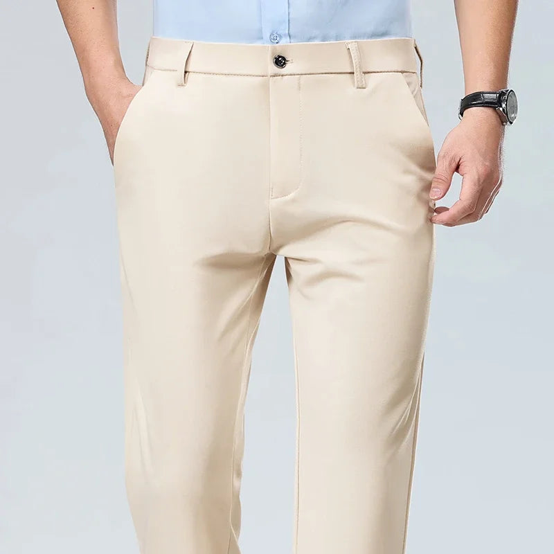 Men's Stretch Dress Pants - Straight Leg, Wrinkle-Resistant Drape