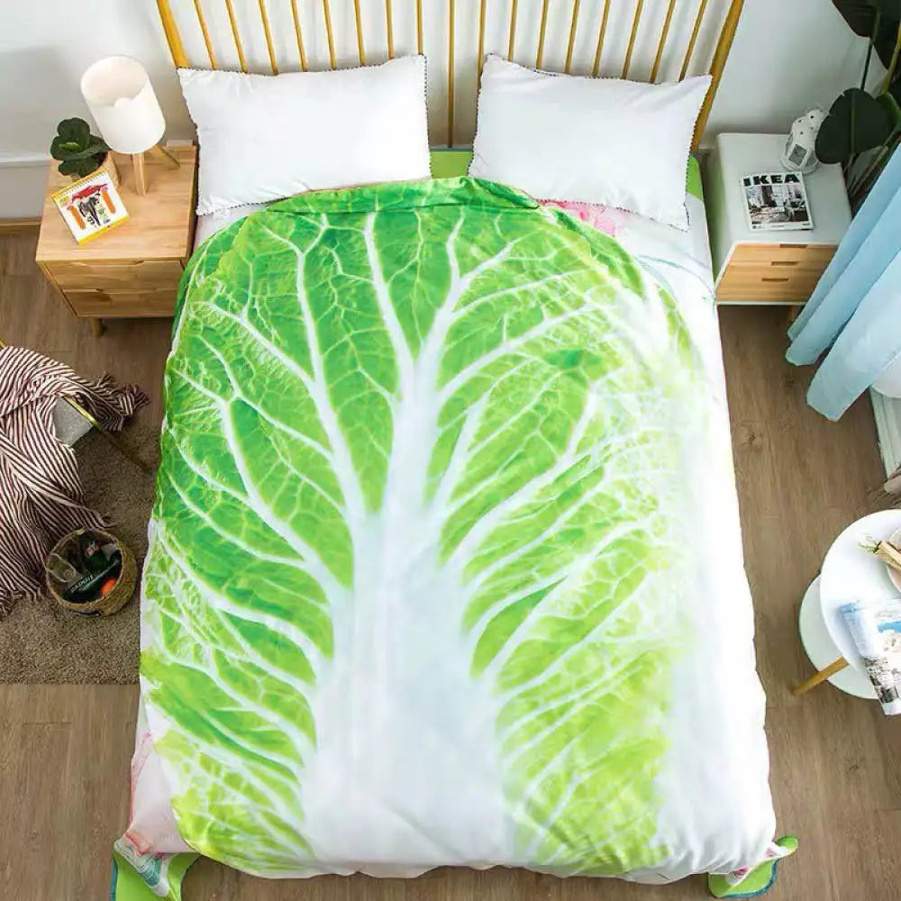 Cabbage Leaf Flannel Blanket, Double-Sided Throw