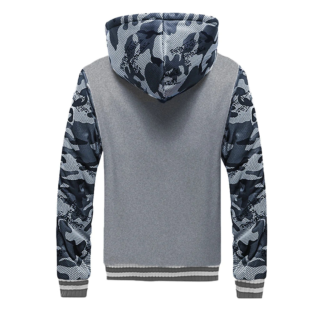 Men's Camo Fleece-Lined Hooded Jacket