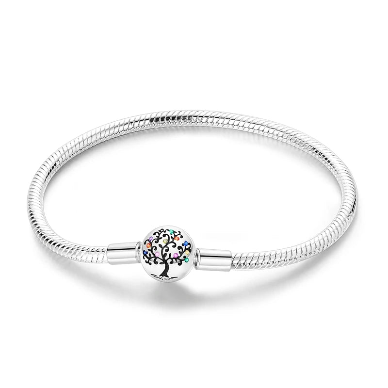 925 Sterling Silver Heart Charm Bracelet for Women - DIY Beads