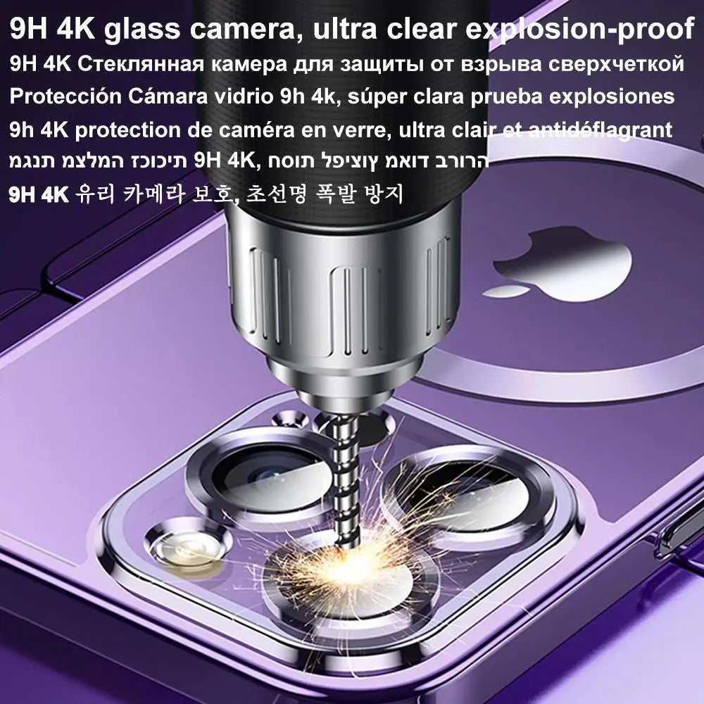 Magnetic Plating Phone Case Compatible with iPhone 11 to 16 Pro Max - Camera Lens Protector, MagSafe Wireless Charging Cover