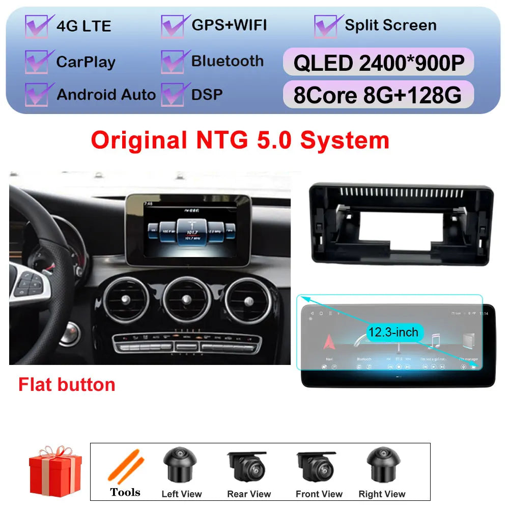 Car Stereo with Apple CarPlay & Android Auto, Compatible with Mercedes-Benz C-Class W205 & GLC X253