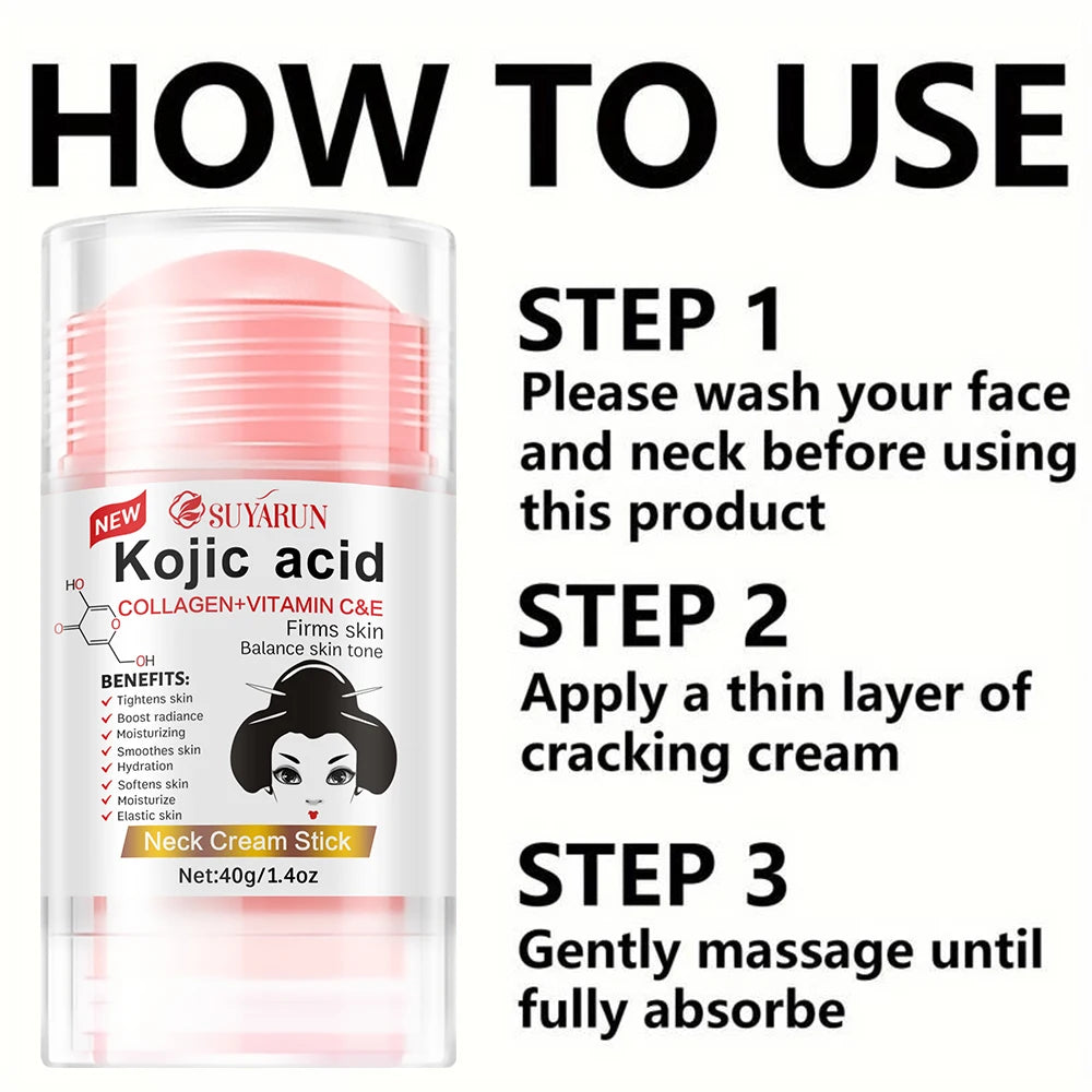 SUYARUN Kojic Acid Care Cream Stick Care Deep moisturizes and nourishes your dry rough skin with neck care cream.