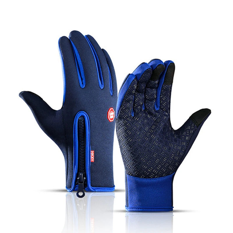 Unisex Touchscreen Winter Gloves, Windproof Zipper Gloves