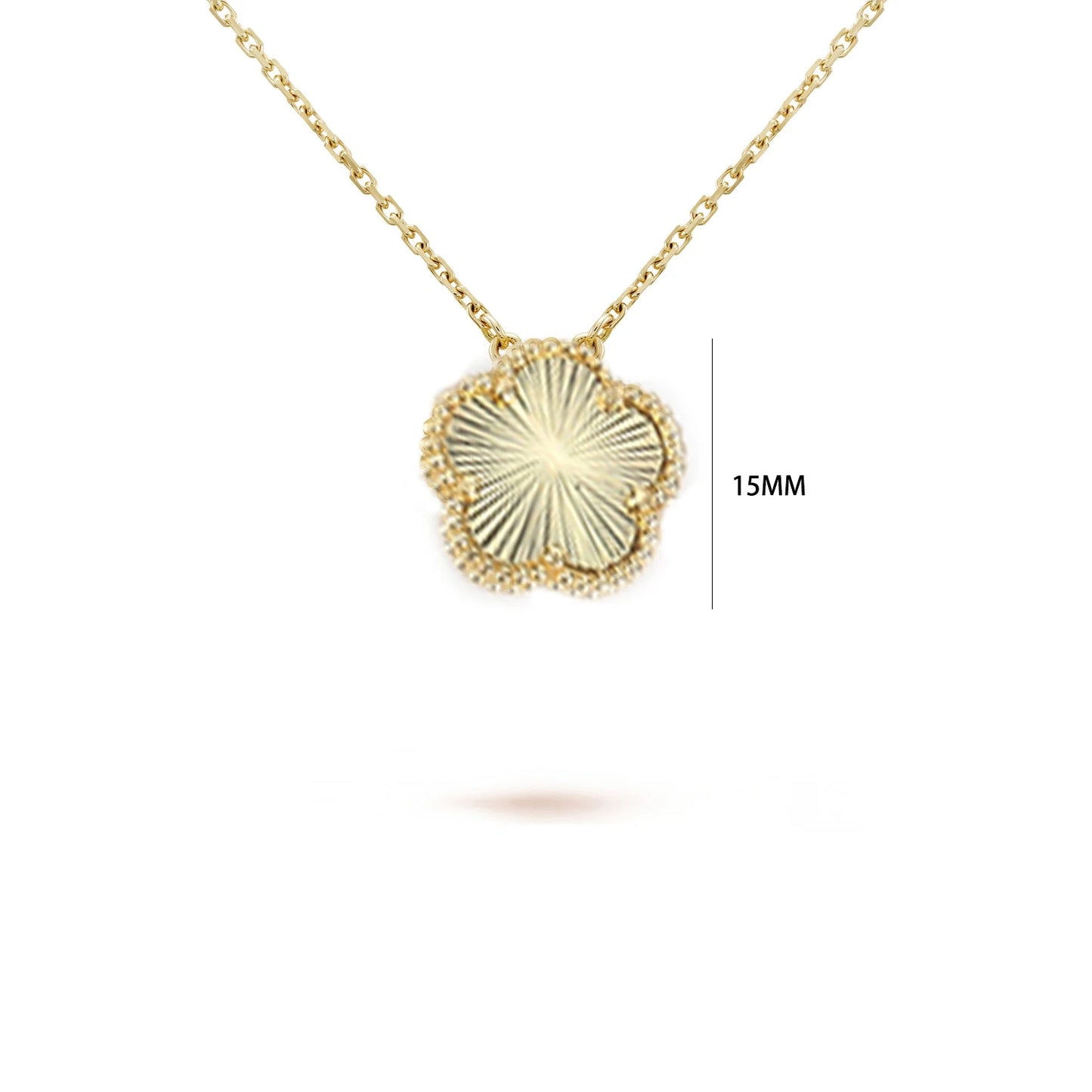 Five-Petal Flower Pendant Necklace — Natural Stone, 7 Colors