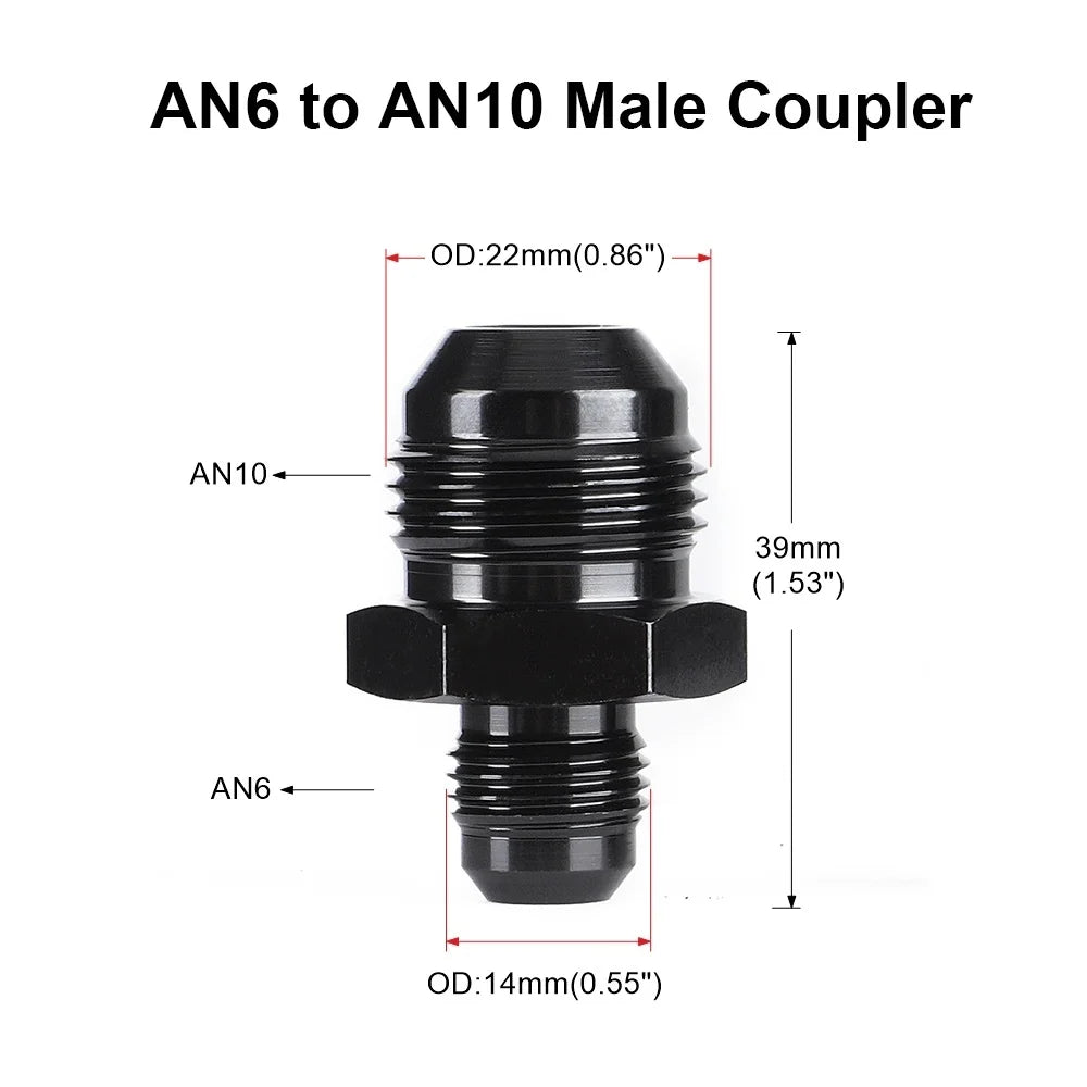 Oil Fuel Hose End Adapter an Straight AN Male To AN Male Coupler AN4 AN6 AN8 AN10 Fittings Aluminum Male Flare AN8 Fitting